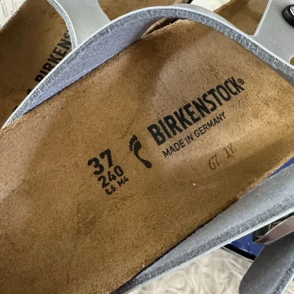 Birkenstock Gizeh Thong Sandals Leather Birko-Flor Silver Women’s EU37 NEW BOX - Picture 12 of 15